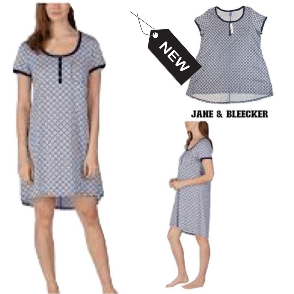 NWT Jane and Bleecker Women's Henley Sleepshirt Pajama Dresses Navy sz x…